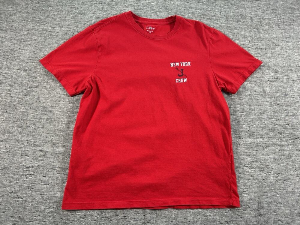Vintage J Crew Oarsman Shirt Mens Medium Red New York Graphic Cotton Made in USA